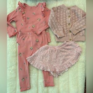 18-24 Zara Pink White Toddler skort floral matching set pontielle sweater bundle